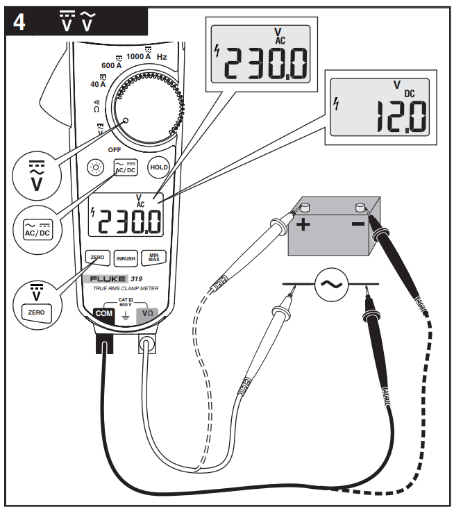 Fluke 317電流表用戶(hù)手冊(cè)步驟3、4