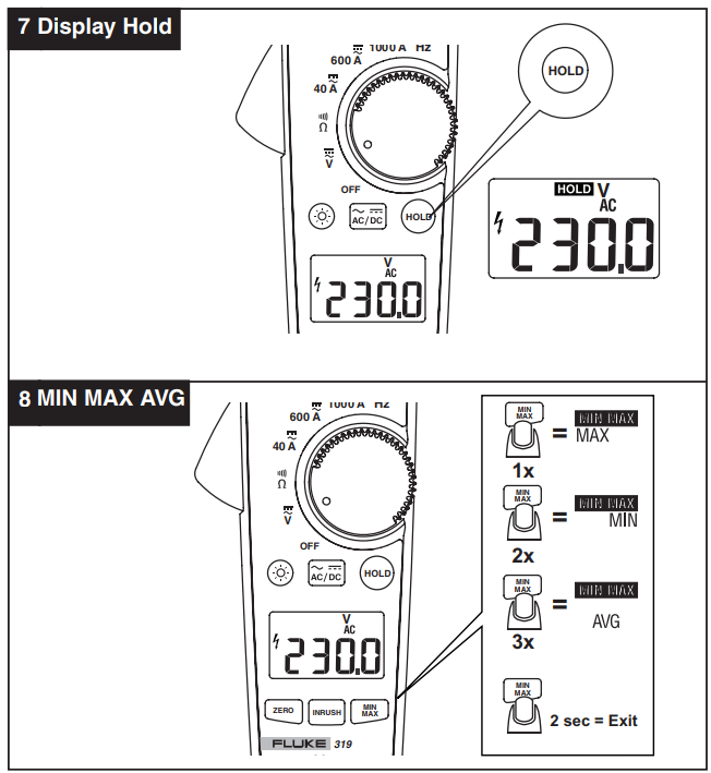 Fluke 317電流表用戶(hù)手冊(cè)步驟7、8